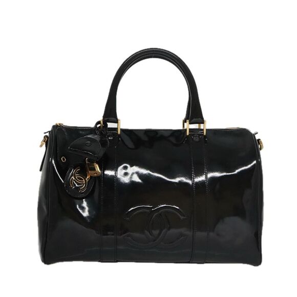 Pre Loved Chanel Logo CC Unisex Black Luggage - Picture 2 of 8